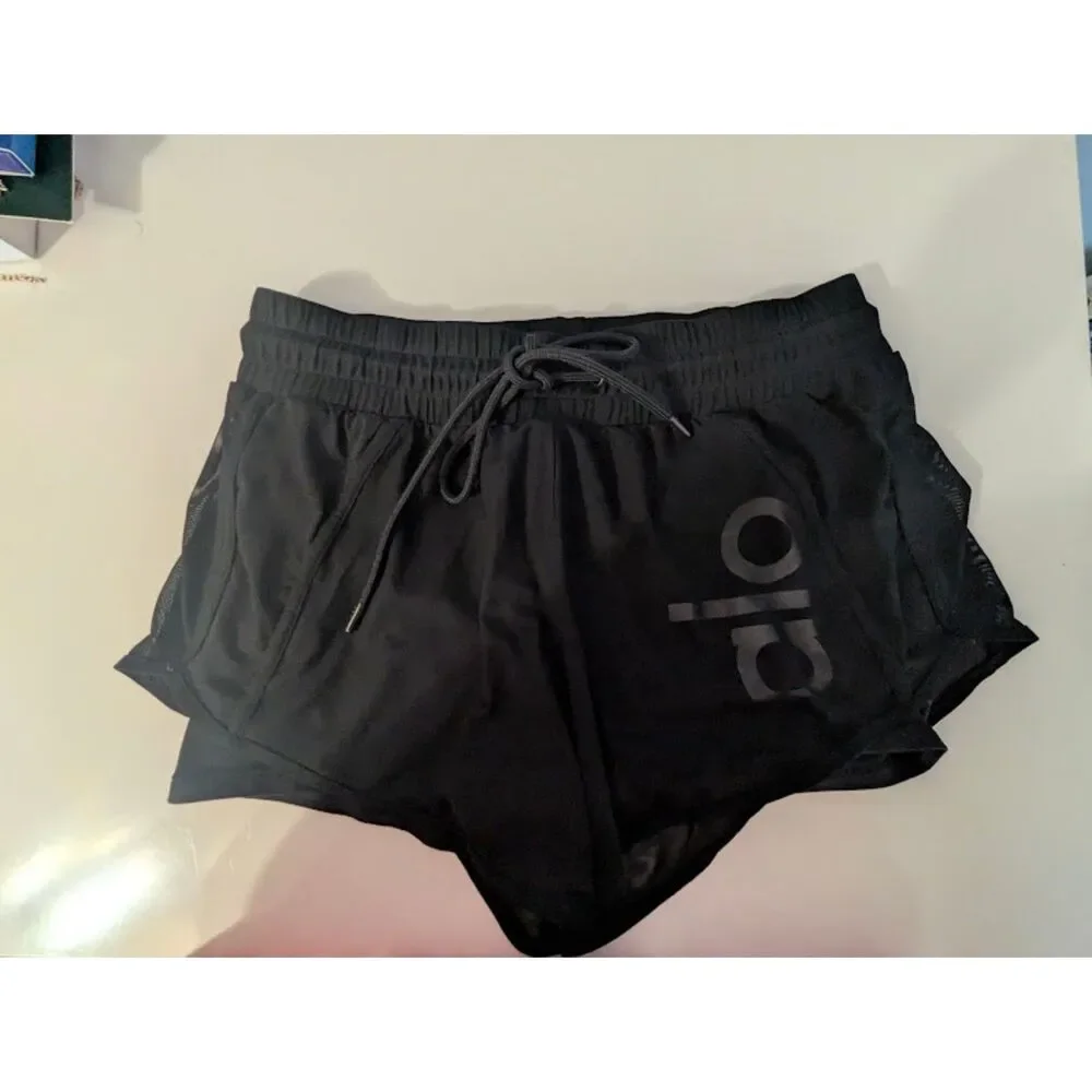 Alo Black Mesh overlay Shorts Sz XS
